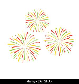 Vector illustration of colorful fireworks isolated on white background. Stock Vector