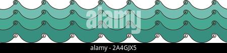 seamless vector border print with teal ocean waves Stock Vector