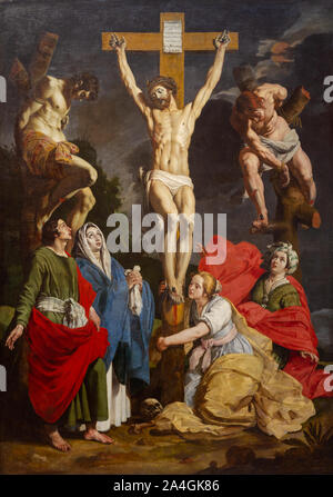 The painting of the crucifixion of Jesus Christ by Abraham Janssens (1576-1632). From the Dominican Convent in Valenciennes, France. Stock Photo