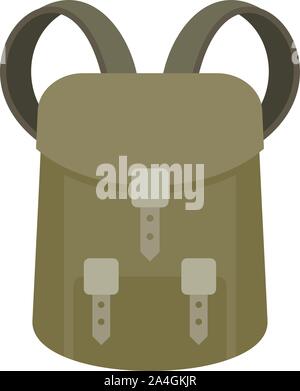 Hunter backpack icon. Flat illustration of hunter backpack vector icon for web design Stock Vector