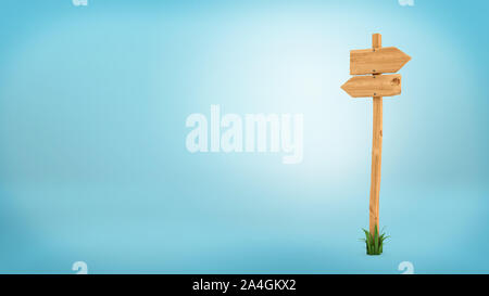 3d rendering of a wooden pole with some grass on it's base and two blank arrows on the top.