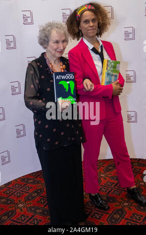 London UK 14th Oct. 2019 Booker Prize awards 2019 held at the Guildhall London. The Booker Prize is the leading literary award in the English speaking world.  The joint winners are Margret Atwood, for The Testaments and Bernardine Evaristo, for Girl, Woman, Other pictured: Margret Attwood and Bernardine Evaristo Credit Ian DavidsonAlamy Live News Stock Photo