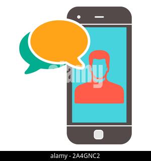 nline Assistant. Vector illustration icon, customer service, male hotline operator advises client, online global technical support 24 7, customer and Stock Vector