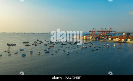 Callao, Lima / Peru - October 13 2019: View of dock and containers in ...