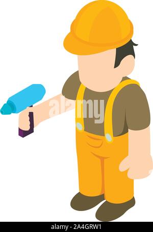 Handyman icon, isometric style Stock Vector