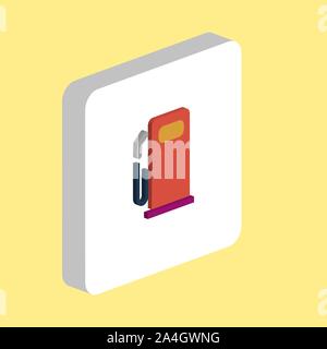 Petrol Station Simple vector icon. Illustration symbol design template for web mobile UI element. Perfect color isometric pictogram on 3d white square Stock Vector