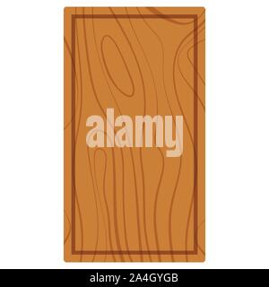 Vector illustration of empty rectangular shape wooden texture cutting and serving board, flat cartoon style kitchen equipment clouse up isolated on wh Stock Vector
