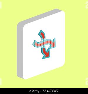 Intersection Arrow Simple vector icon. Illustration symbol design template for web mobile UI element. Perfect color isometric pictogram on 3d white sq Stock Vector