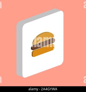 Beef Burger Simple vector icon. Illustration symbol design template for web mobile UI element. Perfect color isometric pictogram on 3d white square. B Stock Vector