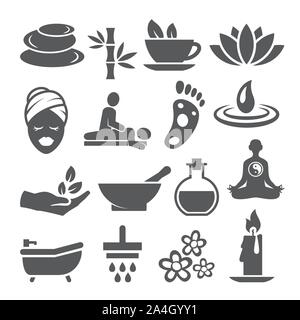 Spa icons set on white background Stock Vector