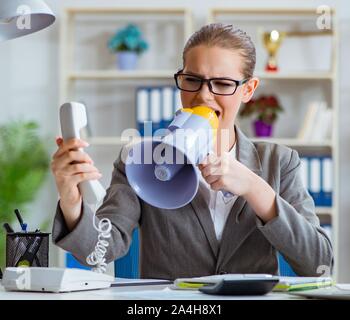 The female businesswoman boss accountant working in the office Stock Photo
