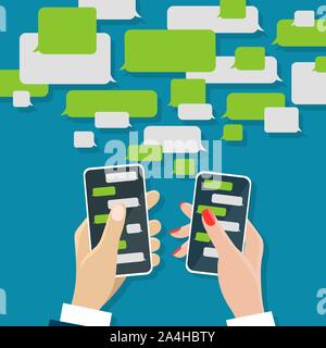 Messaging chat on mobile screens Stock Vector