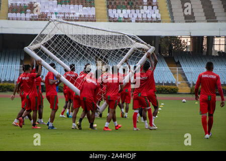 Kolkata, India. 14th Oct, 2019. Different moments of pre-match practice session of both teams in Kolkata before the round 3 qualifying match of Qatar 2022 FIFA WORLD CUP and AFC ASIAN CUP 2023 between India & Bangladesh to be played at Salt Lake stadium, Kolkata. (Photo by Amlan Biswas/Pacific Press) Credit: Pacific Press Agency/Alamy Live News Stock Photo