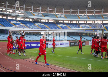 Kolkata, India. 14th Oct, 2019. Different moments of pre-match practice session of both teams in Kolkata before the round 3 qualifying match of Qatar 2022 FIFA WORLD CUP and AFC ASIAN CUP 2023 between India & Bangladesh to be played at Salt Lake stadium, Kolkata. (Photo by Amlan Biswas/Pacific Press) Credit: Pacific Press Agency/Alamy Live News Stock Photo