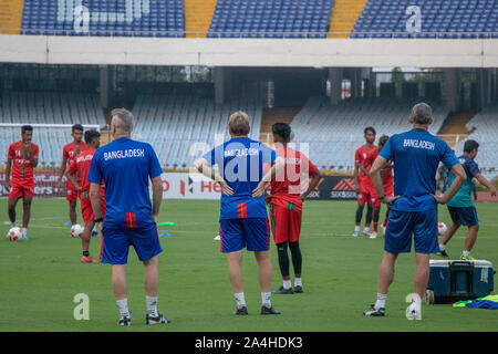 Kolkata, India. 14th Oct, 2019. Different moments of pre-match practice session of both teams in Kolkata before the round 3 qualifying match of Qatar 2022 FIFA WORLD CUP and AFC ASIAN CUP 2023 between India & Bangladesh to be played at Salt Lake stadium, Kolkata. (Photo by Amlan Biswas/Pacific Press) Credit: Pacific Press Agency/Alamy Live News Stock Photo