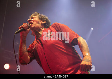 Madrid, Spain. 12th Oct, 2019. Evaristo Paramos, leader of La Polla records group performs during their 40th anniversary music tour show in Madrid. Credit: SOPA Images Limited/Alamy Live News Stock Photo