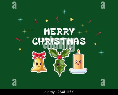 https://l450v.alamy.com/450v/2a4hh5k/merry-christmas-cartoon-scene-of-festive-greeting-joyful-holiday-composition-with-kawaii-bell-holly-kawaii-candle-and-text-on-green-background-ba-2a4hh5k.jpg