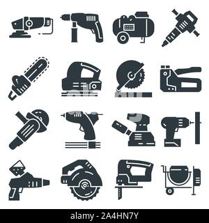 Electrical work tools vector icons set Stock Vector
