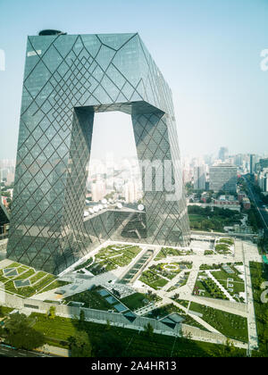 View of China Central Television (CCTV) building in CBD of Beijing Stock Photo