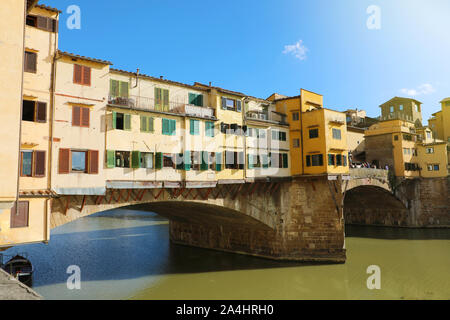 Ponte Vecchio bridge over Arno river in Florence, Italy. Stock Photo