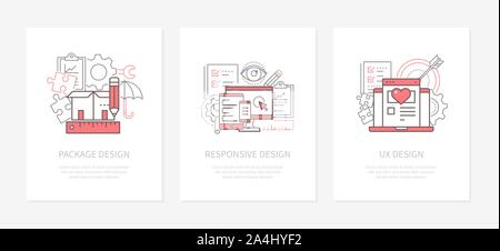 Design types - line design style icons set Stock Vector