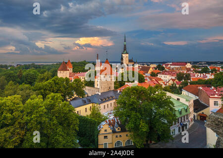 An image of Tallinn's Old Town, a well preserved historical area of the Estonian capital city. Stock Photo