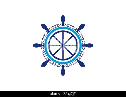 ship steering wheel logo design template vector icon Stock Vector