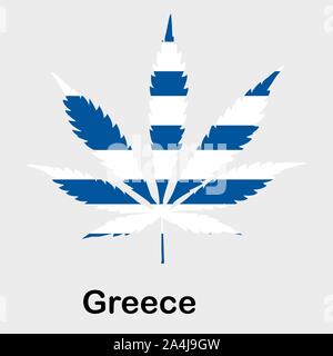 Flag in the form of a cannabis leaf. The concept of legalization of marijuana, cannabis in Greece Stock Vector