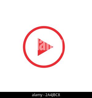 Play button. Red triangle icon, Vector illustration Stock Vector