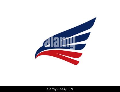 Eagle head logo design vector template darker blue and red Stock Vector