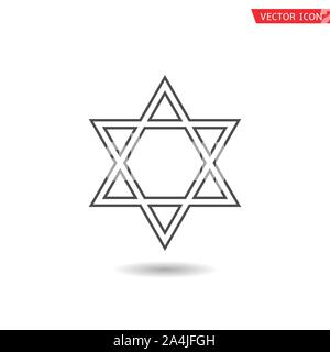 Star of David icon. Six pointed geometric star figure, generally recognized symbol of modern Jewish identity and Judaism Israel symbol Stock Vector