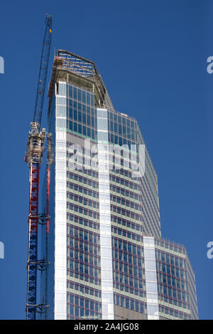 London, England UK. Construction crane building an office block in the City Stock Photo