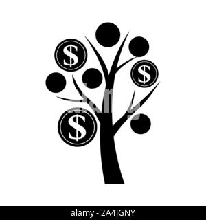 Financial concept. Money tree - symbol of successful business.  Vector Illustration Stock Vector