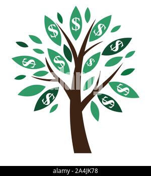 Financial concept. Money tree - symbol of successful business.  Vector Illustration Stock Vector