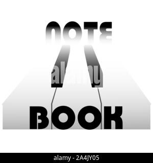 art Notebook logo with piano keys and the inscription Stock Vector