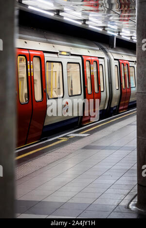 A metro train in the Tube of London Stock Photo