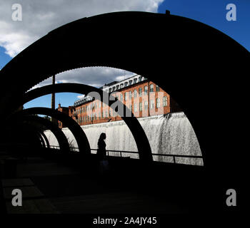 The industrial landscape in the city of Norrköping. Waterfalls.Photo Jeppe Gustafsson Stock Photo