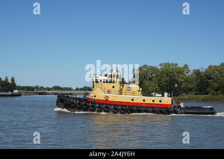 Tugboat on the Savannah River Stock Photo