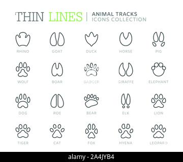 Collection of animal tracks line icons. Vector eps8 Stock Vector