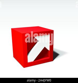 Infographic vector red 3D cube with arrow Stock Vector