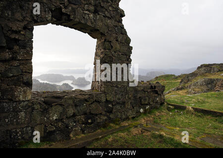 Wall On Mountain, Flekkefjord; Hidra; Northern Europe, Scandinavia, Norway Stock Photo