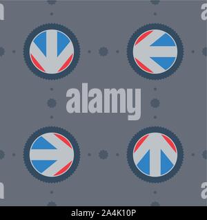 Seamless pattern with flat arrows with gear Stock Vector