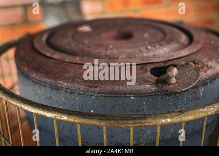 Traditional cast iron stove for wood burning Stock Photo