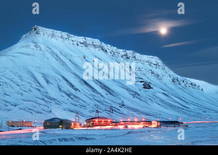 The town Longyearbyen on the island Spitsbergen at Svalbard Stock Photo