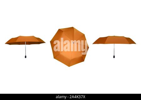 Set of orange umbrellas. Vector illustration. Protection from rain. Stock Vector