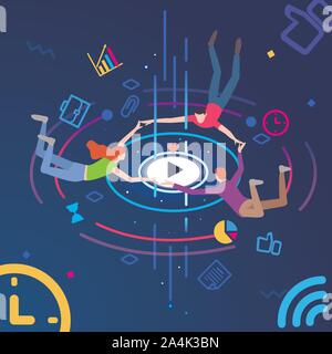 Teamwork concept banner. Can use for web banner, hero images. Concept illustration of business analytics, information gathering, data analysis, team Stock Vector
