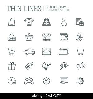 Collection of shopping related line icons. Vector eps 8 Stock Vector