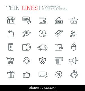 Collection of e-commerce related line icons. Vector eps8 Stock Vector