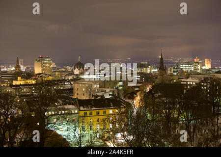 Overview of Oslo city by night, Norway Stock Photo