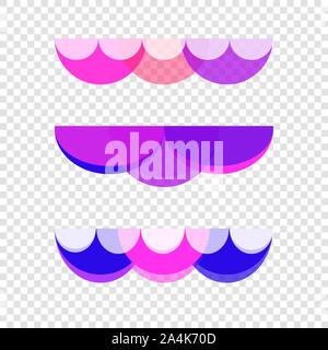 Curve elements for kids design. Decorative wave, template for banner, brochure, circus flyer, set of wavy dynamic elements. Pink and blue vector Stock Vector